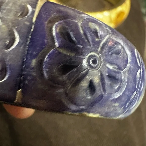 Bone Blue Floral Bangle Bracelet - Picture 2 of 12